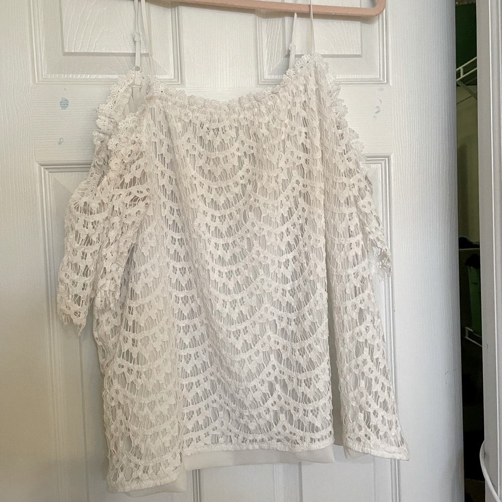 Lace cold shoulder blouse